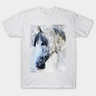 Dramabite Horse watercolor equine animal rider riding pony T-Shirt